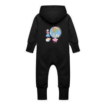 Début d’école - Grenouillère à capuche bio en molleton Bébé - noir - Dos