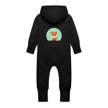 Kawaii Fox Jungen - Baby Bio Sweat Overall mit Kapuze - Schwarz - Hinten