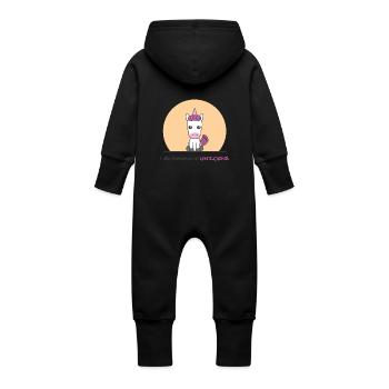 Kawai rosa Einhorn - Baby Bio Sweat Overall mit Kapuze - Schwarz - Hinten