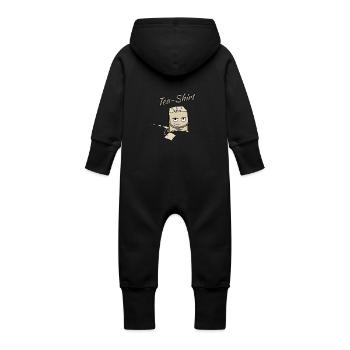 Tea-Shirt - Baby Bio Sweat Overall mit Kapuze - Schwarz - Hinten