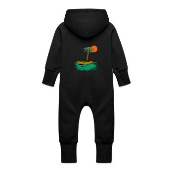 Emilia und Sonia - Baby Bio Sweat Overall mit Kapuze - Schwarz - Hinten