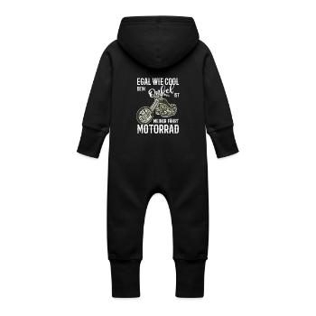 Motorrad Chopper cool Onkel Geschenkidee NEU - Baby Bio Sweat Overall mit Kapuze - Schwarz - Hinten