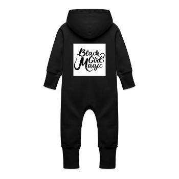 Black Girl Magic 1 Black Text - Baby Organic Sweat Overalls With Hood - black - Back