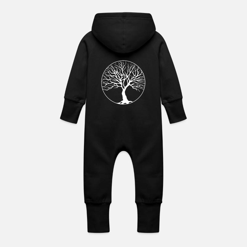 baum kreis weiß - Baby Bio Sweat Overall mit Kapuze - Schwarz