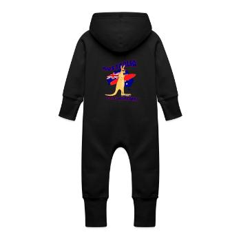 Surfing Kangaroo Australia - Grenouillère à capuche bio en molleton Bébé - noir - Dos