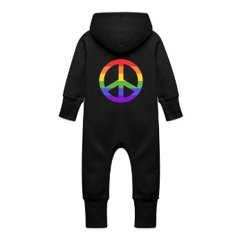 Peace Sign Hippie - Baby Bio Sweat Overall mit Kapuze - Schwarz - Hinten