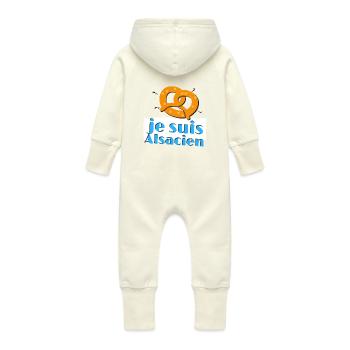 je suis alsacien strasbourg colmar mulhouse cadeau - Grenouillère à capuche bio en molleton Bébé - vanille - Dos
