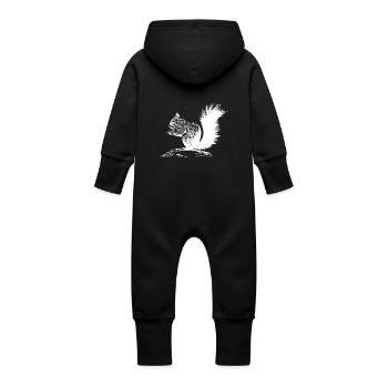 Écureuil roulé avec une noix - Grenouillère à capuche bio en molleton Bébé - vanille - Dos