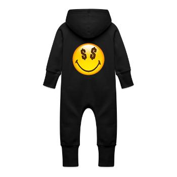 Smiley Dollar Signs - Baby Bio Sweat Overall mit Kapuze - Schwarz - Hinten