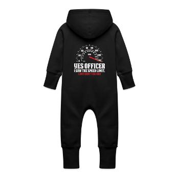 Yes Officer I Saw The Speed Limit - Baby Organic Sweat Overalls With Hood - vanilla - Back
