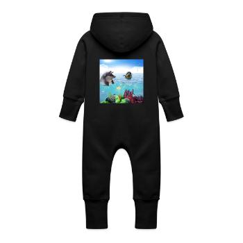 Dolphin Seal Szene Poster - Baby Bio Sweat Overall mit Kapuze - Schwarz - Hinten