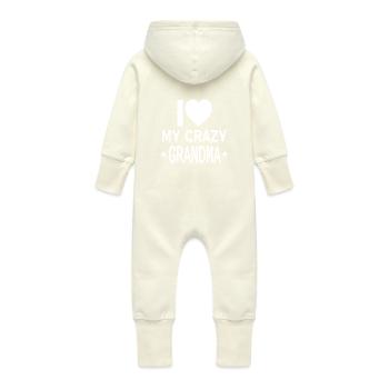 Granny - Baby Organic Sweat Overalls With Hood - vanilla - Back