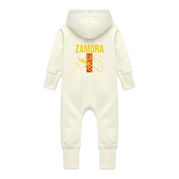 Zamora Spain España Zamora - Baby Organic Sweat Overalls With Hood - vanilla - Back