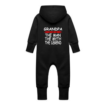 Opa - Baby Bio Sweat Overall mit Kapuze - Schwarz - Hinten