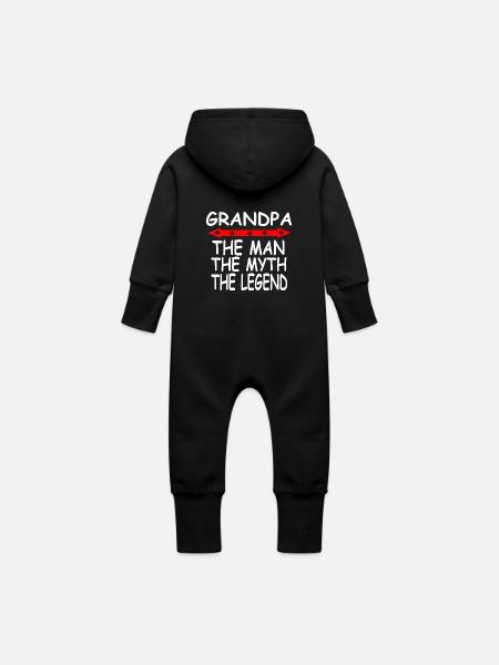 Opa - Baby Bio Sweat Overall mit Kapuze - Schwarz