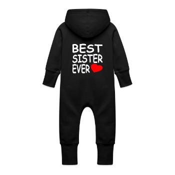 Geschwister - Baby Bio Sweat Overall mit Kapuze - Schwarz - Hinten