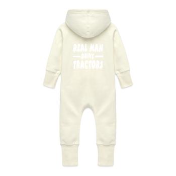 Tracteur - Grenouillère à capuche bio en molleton Bébé - vanille - Dos