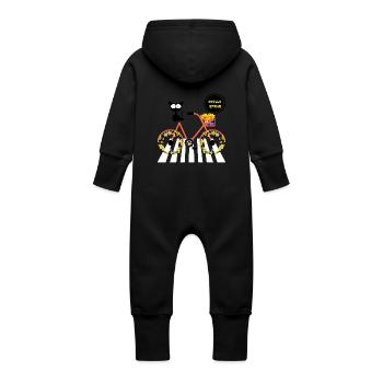 Bonjour le printemps - Chat de printemps - Jardiniers du printemps - Grenouillère à capuche bio en molleton Bébé - noir - Dos