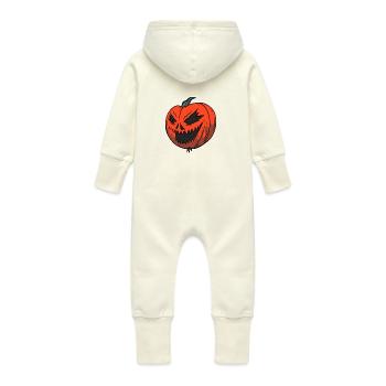 Spooky Halloween : La citrouille maléfique - Grenouillère à capuche bio en molleton Bébé - vanille - Dos