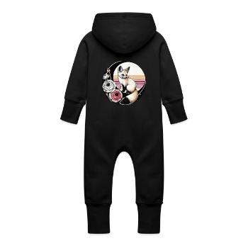Fennec Fox - Baby Organic Sweat Overalls With Hood - black - Back