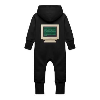 CRT - Binary Code - Baby Organic Sweat Overalls With Hood - vanilla - Back