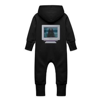 CRT design - The ghost girl 1 - Baby Organic Sweat Overalls With Hood - vanilla - Back