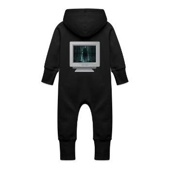 CRT design - Ghost girl 3 - Baby Organic Sweat Overalls With Hood - vanilla - Back