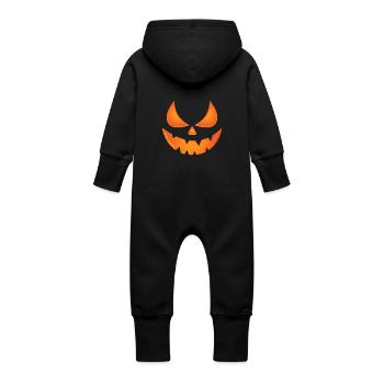 Scary Pumpkin - Baby Organic Sweat Overalls With Hood - vanilla - Back