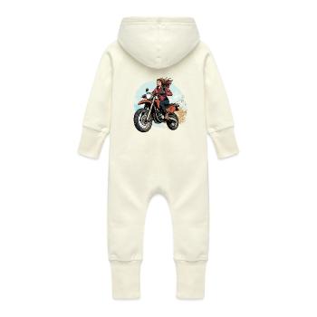 Ready to Roam: Freedom on two wheels! - Baby Organic Sweat Overalls With Hood - vanilla - Back