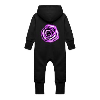 Hübsche Schöne Rose Blüte Blatt Röschen Romantisch - Baby Bio Sweat Overall mit Kapuze - Schwarz - Hinten