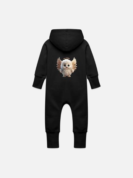 Fusselchen "Engel" - Baby Bio Sweat Overall mit Kapuze - Schwarz