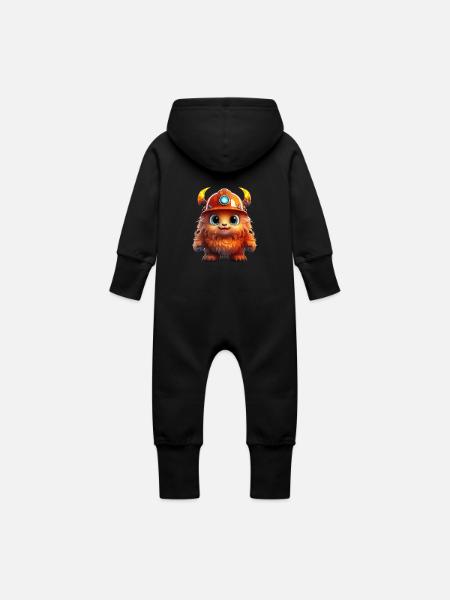Fusselchen "Daniel" - Baby Bio Sweat Overall mit Kapuze - Schwarz