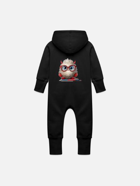 Fusselchen "Sarah" - Baby Bio Sweat Overall mit Kapuze - Schwarz