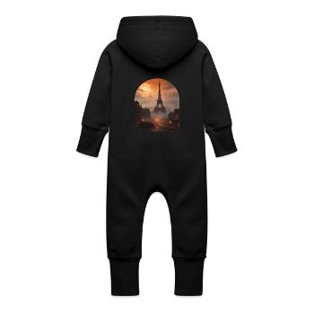 La tour Eiffel - Grenouillère à capuche bio en molleton Bébé - noir - Dos