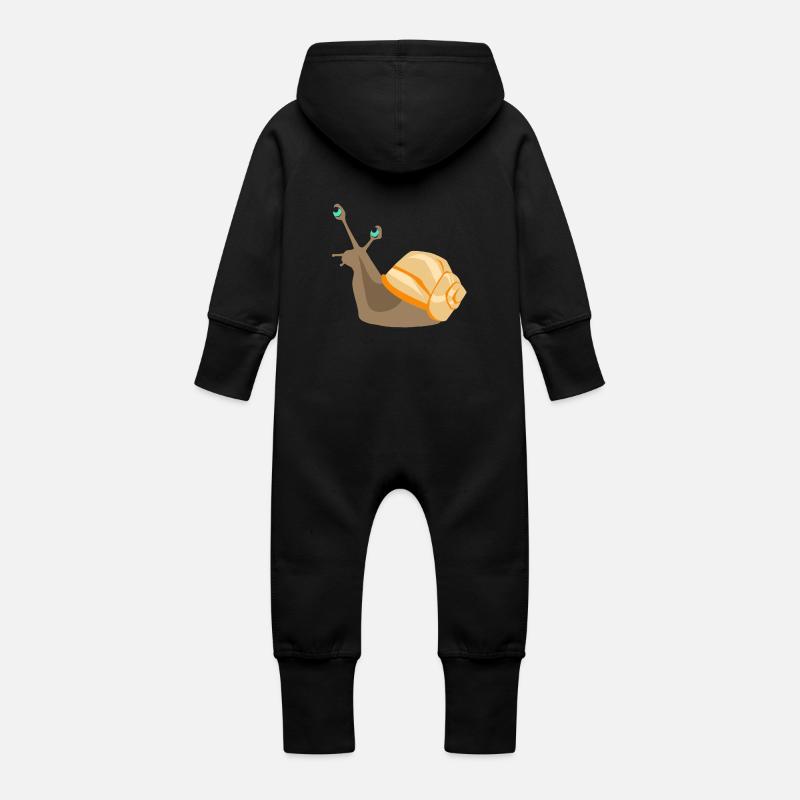 Orange escargot - Grenouillère à capuche bio en molleton Bébé - noir