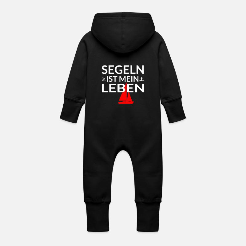 Segeln - Baby Bio Sweat Overall mit Kapuze - Schwarz