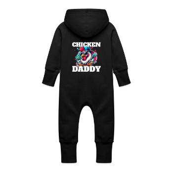 Chicken Daddy Chicken Keeping Chicken - Baby Organic Sweat Overalls With Hood - vanilla - Back