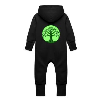 arbre - Grenouillère à capuche bio en molleton Bébé - noir - Dos