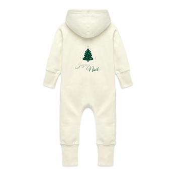 Sapin en argent et vert : sobriété et élégance - Grenouillère à capuche bio en molleton Bébé - vanille - Dos