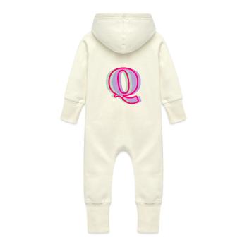 Lettre q multicolore - Grenouillère à capuche bio en molleton Bébé - vanille - Dos