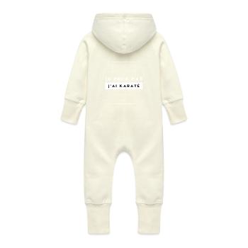 humorous gift I can't I karate - Baby Organic Sweat Overalls With Hood - vanilla - Back