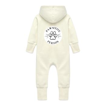 Pawsitive Person, Cats - Baby Organic Sweat Overalls With Hood - vanilla - Back