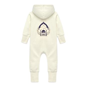 Ramadan Gift Eid Mubarak Islam Allah Muslim - Baby Organic Sweat Overalls With Hood - vanilla - Back