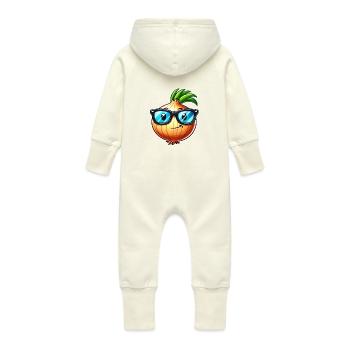 Oignon frais – design végétal élégant - Grenouillère à capuche bio en molleton Bébé - vanille - Dos