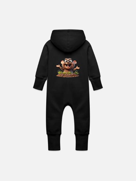 Explorateur souterrain - Grenouillère à capuche bio en molleton Bébé - noir