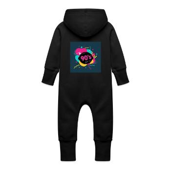 Ambiance des années 90 - Grenouillère à capuche bio en molleton Bébé - noir - Dos