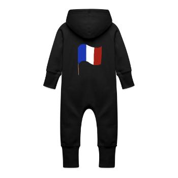 french flag - Baby Organic Sweat Overalls With Hood - black - Back