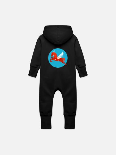 Pégase - Grenouillère à capuche bio en molleton Bébé - noir