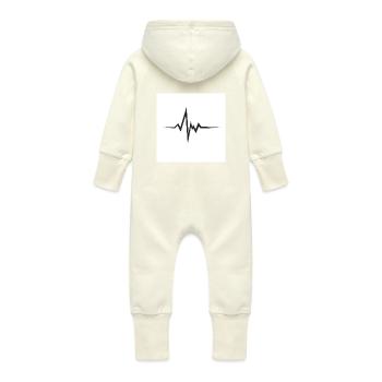 In time with the heart - pulse of emotions - Baby Organic Sweat Overalls With Hood - vanilla - Back