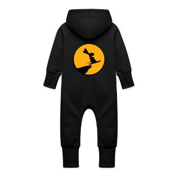 Bunny Moon Ski Bunny Jump Cliff Skiing Night - Baby Organic Sweat Overalls With Hood - black - Back